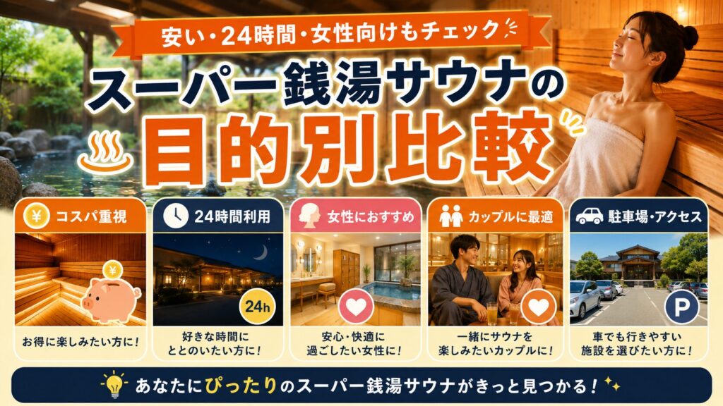 スーパー銭湯サウナの目的別比較